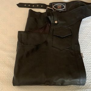Zooy Inc Black Leather Motorcycle Riding Chaps size XL